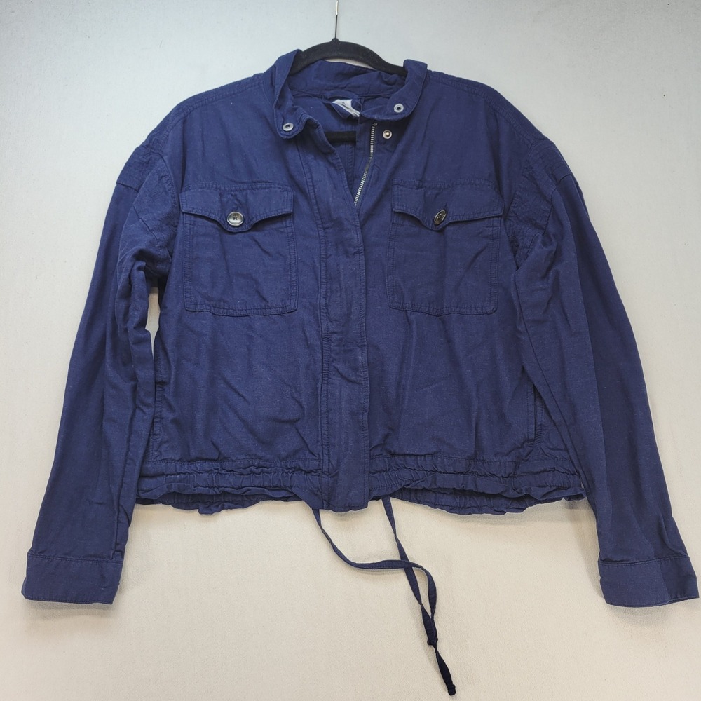 Gap Bomber Utility Jacket Womens Medium Blue Military Cropped Drawstring